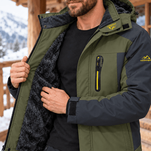 TACVASEN Army Green Men's Fleece Lined Winter Jacket | Windproof Warm Ski Coat