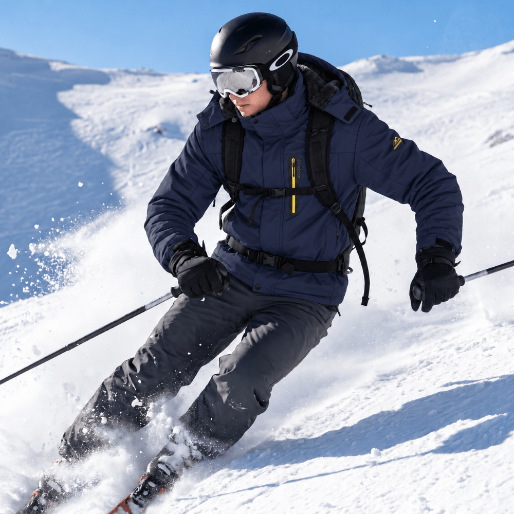 TACVASEN Dark Blue Men's Fleece Lined Winter Jacket | Windproof Warm Ski Coat
