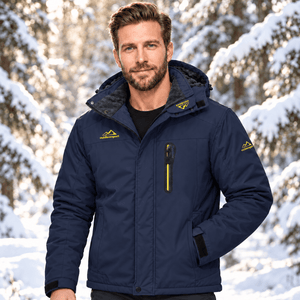 TACVASEN Dark Blue Men's Fleece Lined Winter Jacket | Windproof Warm Ski Coat