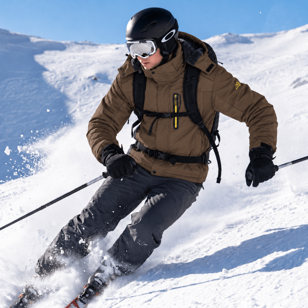 TACVASEN Coffee Men's Fleece Lined Winter Jacket | Windproof Warm Ski Coat