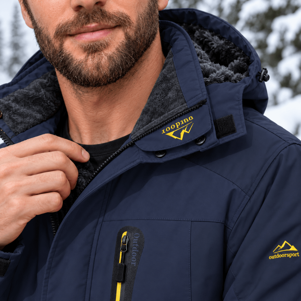 TACVASEN Dark Blue Men's Fleece Lined Winter Jacket | Windproof Warm Ski Coat