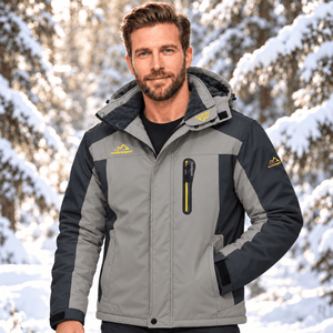 TACVASEN Light Grey Men's Fleece Lined Winter Jacket | Windproof Warm Ski Coat