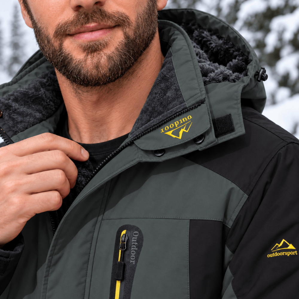 TACVASEN Grey Men's Fleece Lined Winter Jacket | Windproof Warm Ski Coat
