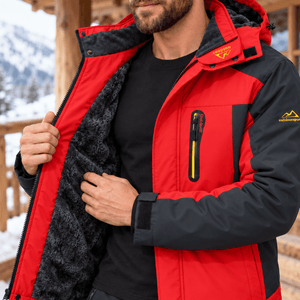TACVASEN Red Men's Fleece Lined Winter Jacket | Windproof Warm Ski Coat