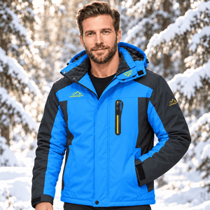 TACVASEN Sapphire Blue Men's Fleece Lined Winter Jacket | Windproof Warm Ski Coat