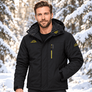 TACVASEN Black Men's Fleece Lined Winter Jacket | Windproof Warm Ski Coat