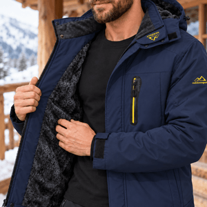 TACVASEN Dark Blue Men's Fleece Lined Winter Jacket | Windproof Warm Ski Coat