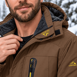 TACVASEN Coffee Men's Fleece Lined Winter Jacket | Windproof Warm Ski Coat