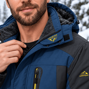 TACVASEN Denim Blue Men's Fleece Lined Winter Jacket | Windproof Warm Ski Coat