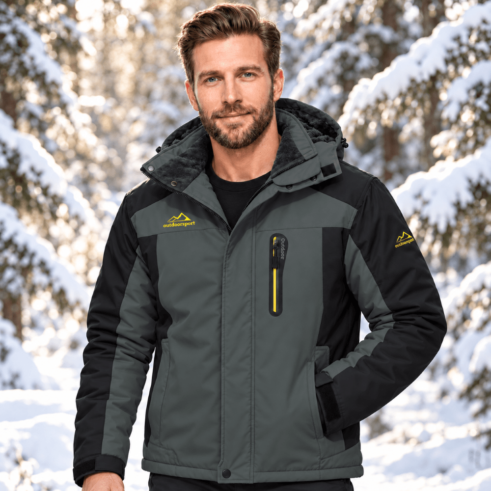 TACVASEN Grey Men's Fleece Lined Winter Jacket | Windproof Warm Ski Coat