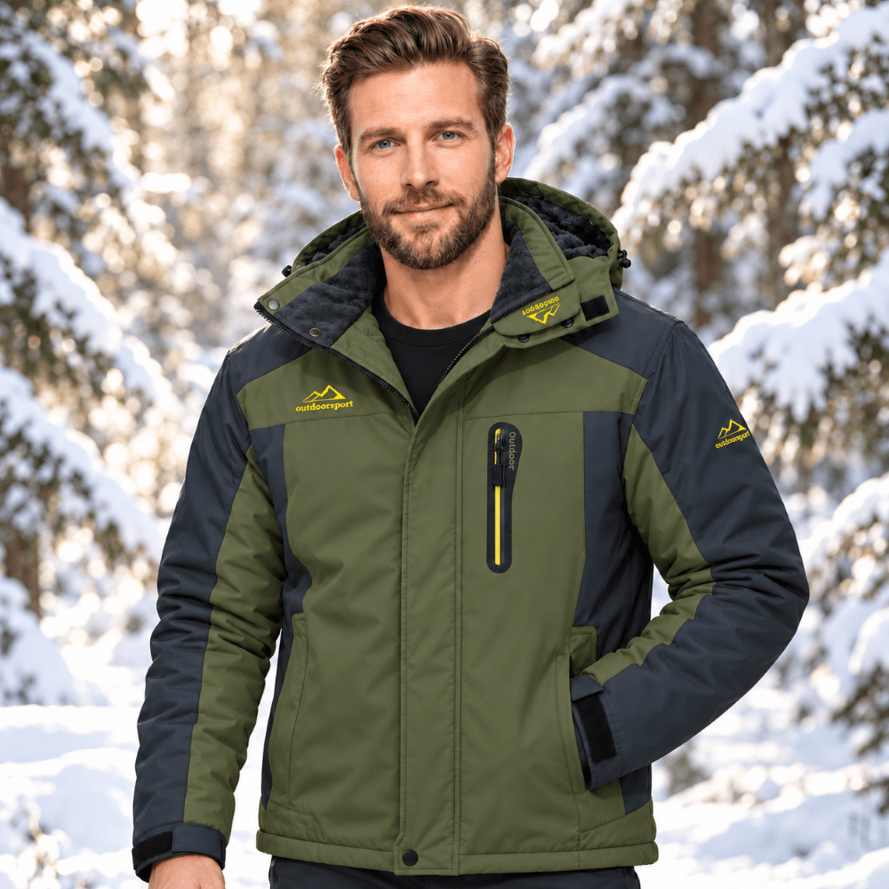 TACVASEN Army Green Men's Fleece Lined Winter Jacket | Windproof Warm Ski Coat