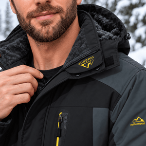 TACVASEN Black Grey Men's Fleece Lined Winter Jacket | Windproof Warm Ski Coat