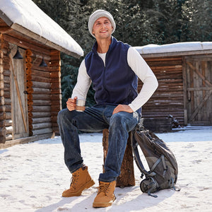 TACVASEN Navy Fleece Vest Sleeveless Outdoor Hiking Jacket
