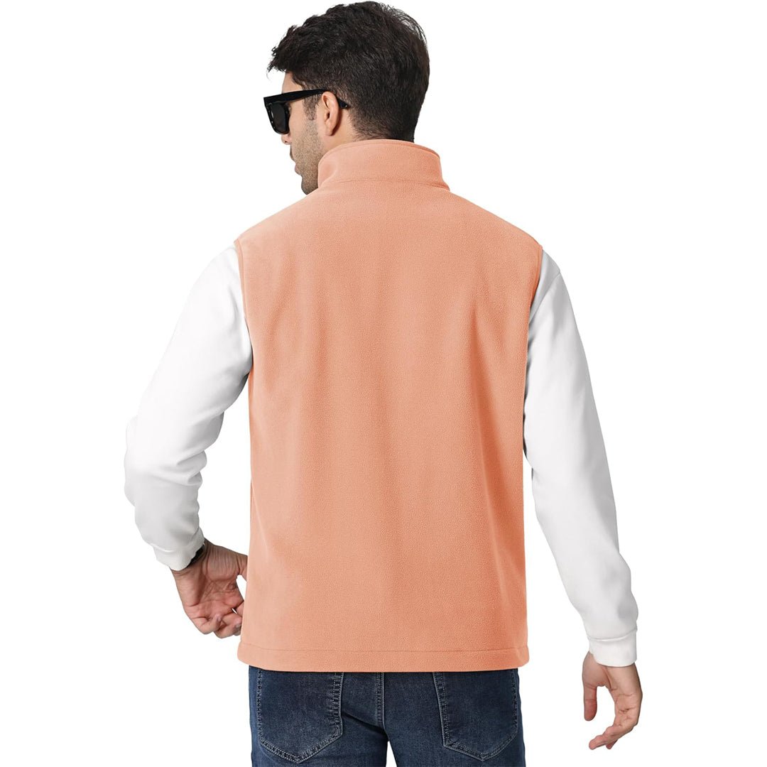TACVASEN Apricot Fleece Vest Sleeveless Outdoor Hiking Jacket