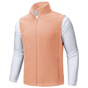 TACVASEN Apricot Fleece Vest Sleeveless Outdoor Hiking Jacket