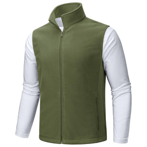 TACVASEN Army Green Fleece Vest Sleeveless Outdoor Hiking Jacket