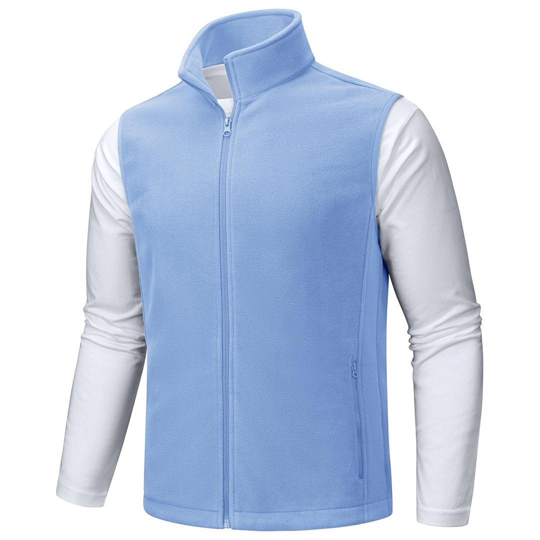 TACVASEN Light Blue Fleece Vest Sleeveless Outdoor Hiking Jacket