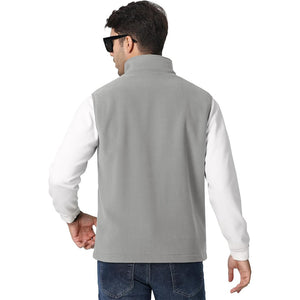 TACVASEN Light Gray Fleece Vest Sleeveless Outdoor Hiking Jacket