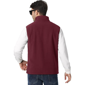 TACVASEN Wine Red Fleece Vest Sleeveless Outdoor Hiking Jacket