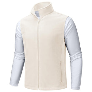 TACVASEN Beige Fleece Vest Sleeveless Outdoor Hiking Jacket