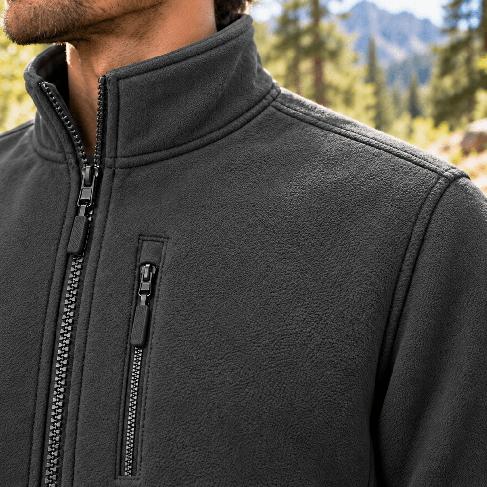 TACVASEN Dark Grey Men's Full Zip Up Fleece Jacket Lightweight Casual