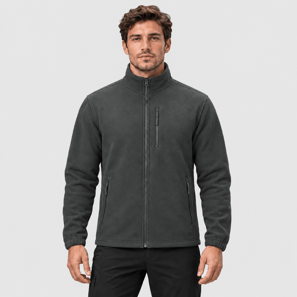 TACVASEN Dark Grey Men's Full Zip Up Fleece Jacket Lightweight Casual