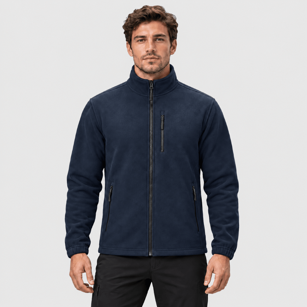 TACVASEN Navy Men's Full Zip Up Fleece Jacket Lightweight Casual