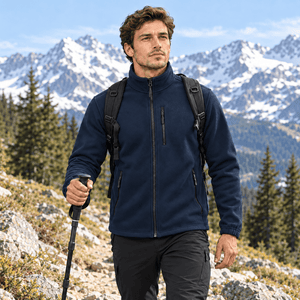 TACVASEN Navy Men's Full Zip Up Fleece Jacket Lightweight Casual