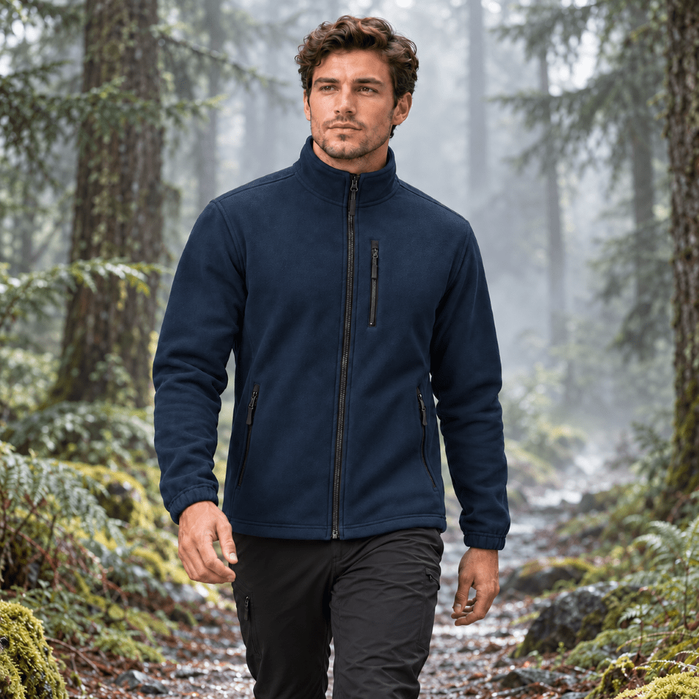 TACVASEN Navy Men's Full Zip Up Fleece Jacket Lightweight Casual