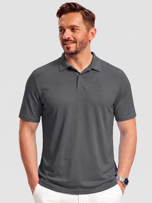 TACVASEN Dark Grey Men's Golf Performance Moisture Wicking Polo Shirt
