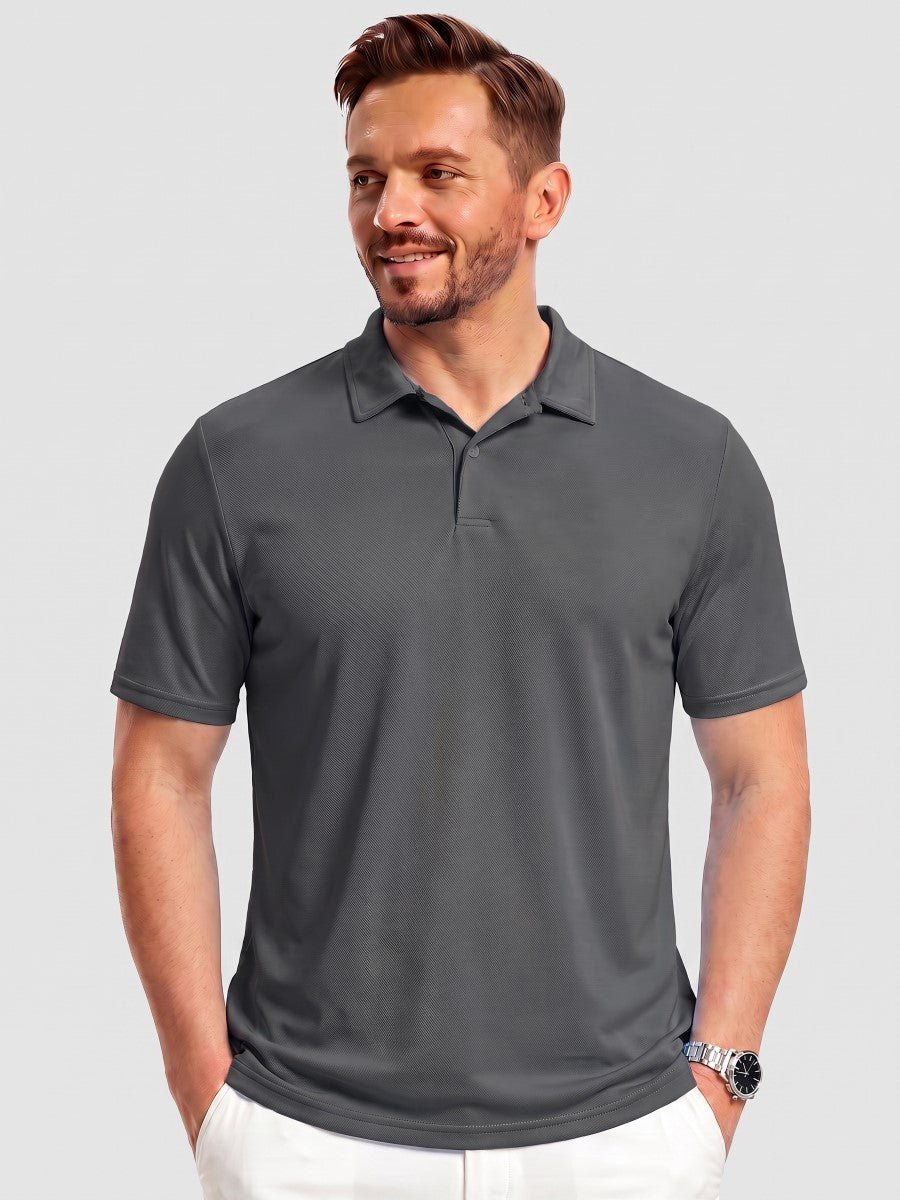 TACVASEN Dark Grey Men's Golf Performance Moisture Wicking Polo Shirt