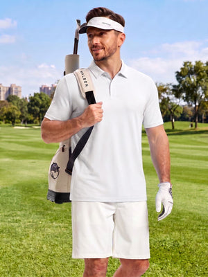 TACVASEN White Men's Golf Performance Moisture Wicking Polo Shirt