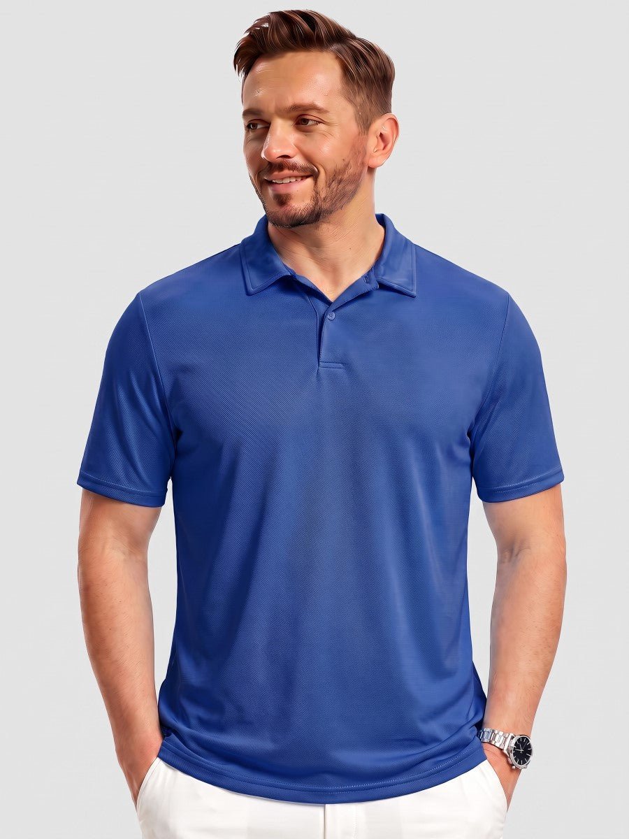 TACVASEN Bright Blue Men's Golf Performance Moisture Wicking Polo Shirt