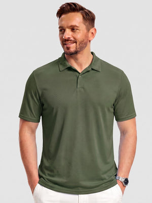 TACVASEN Army Green Men's Golf Performance Moisture Wicking Polo Shirt