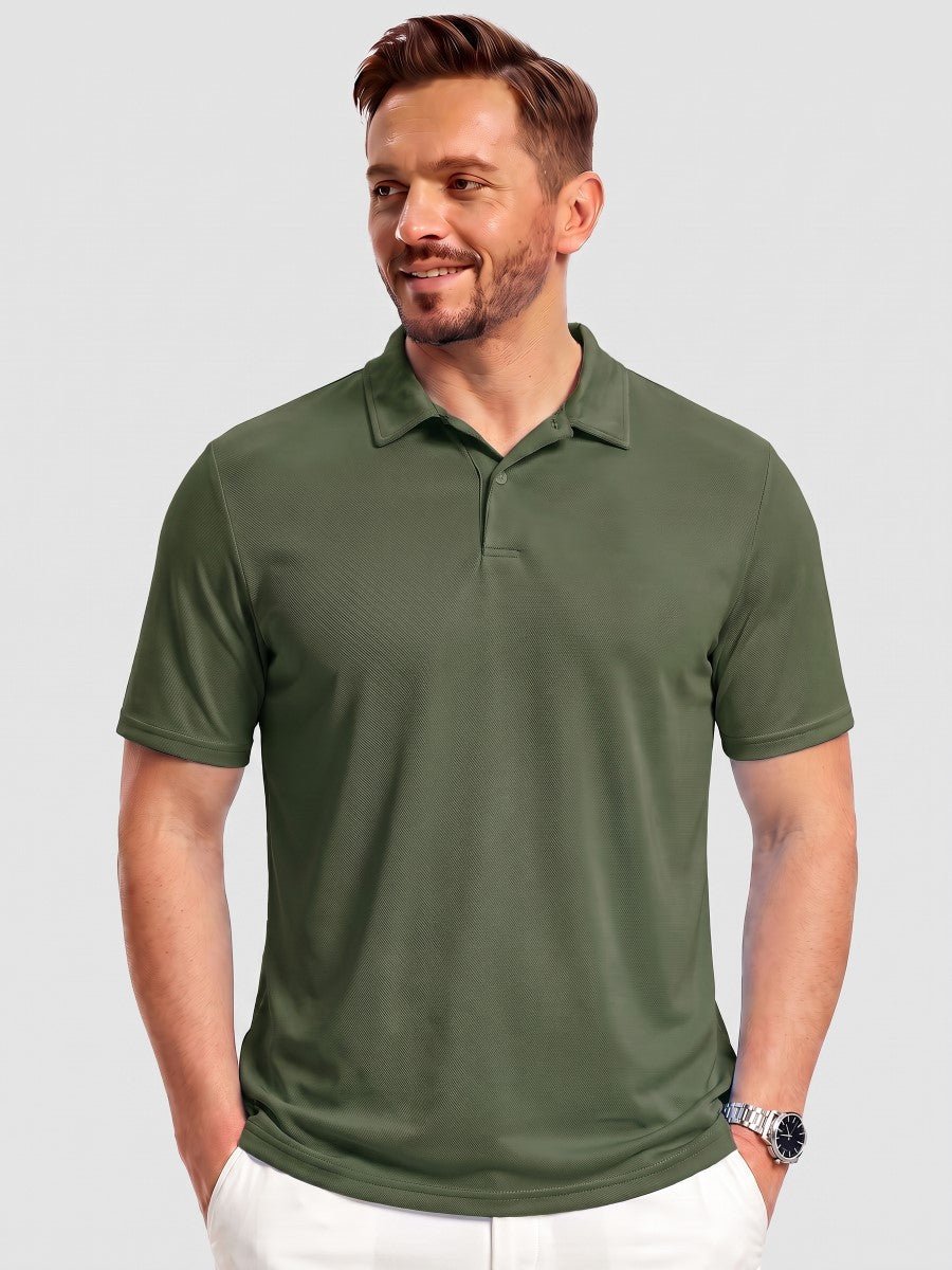 TACVASEN Army Green Men's Golf Performance Moisture Wicking Polo Shirt
