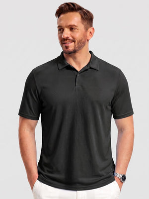 TACVASEN Black Men's Golf Performance Moisture Wicking Polo Shirt