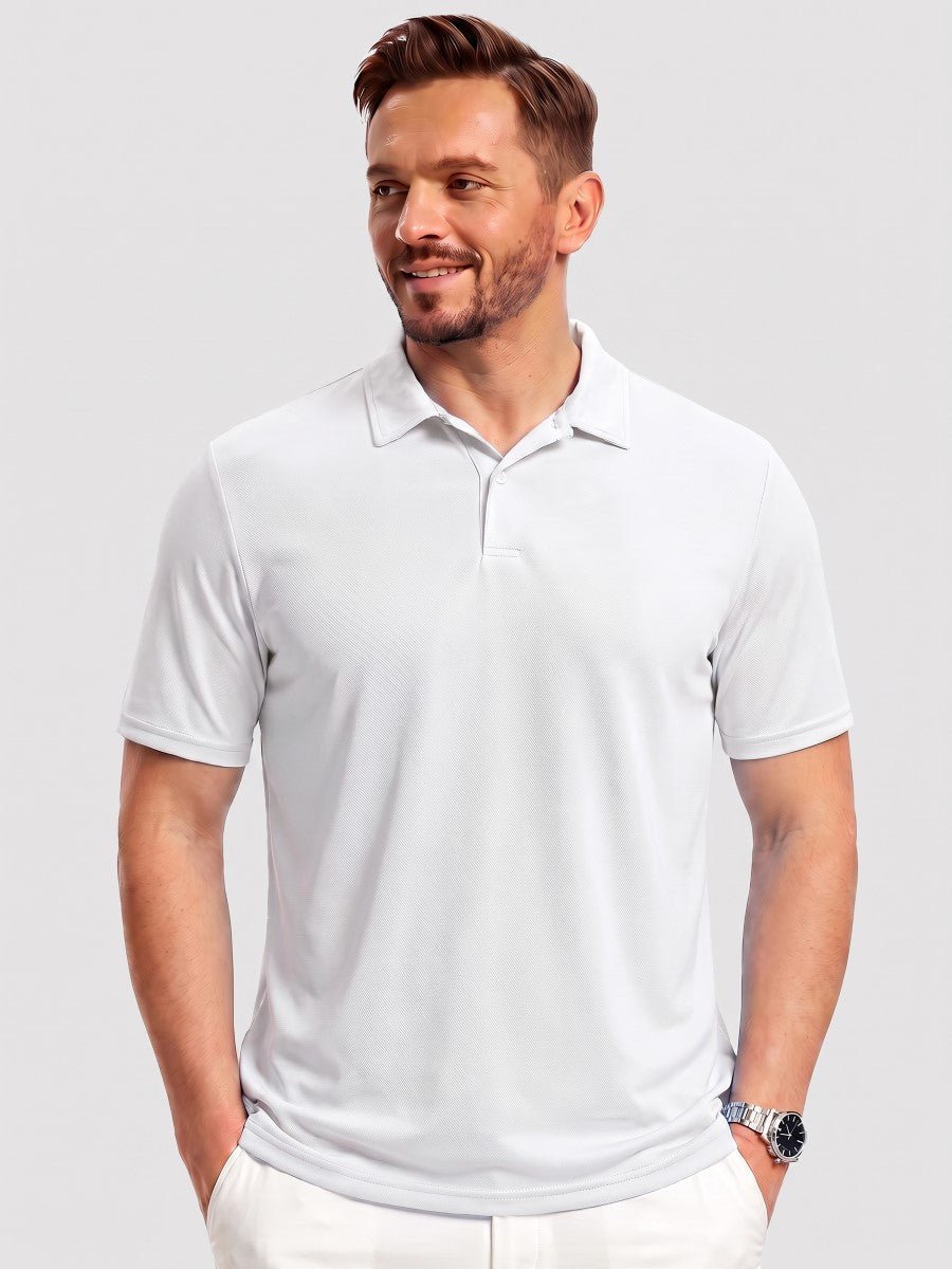 TACVASEN White Men's Golf Performance Moisture Wicking Polo Shirt