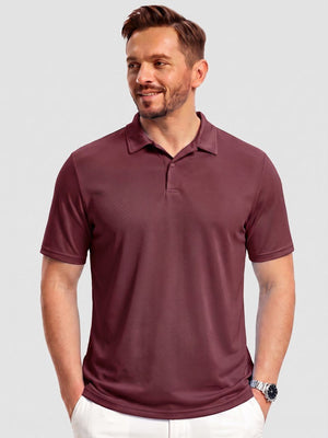 TACVASEN Wine Red Men's Golf Performance Moisture Wicking Polo Shirt