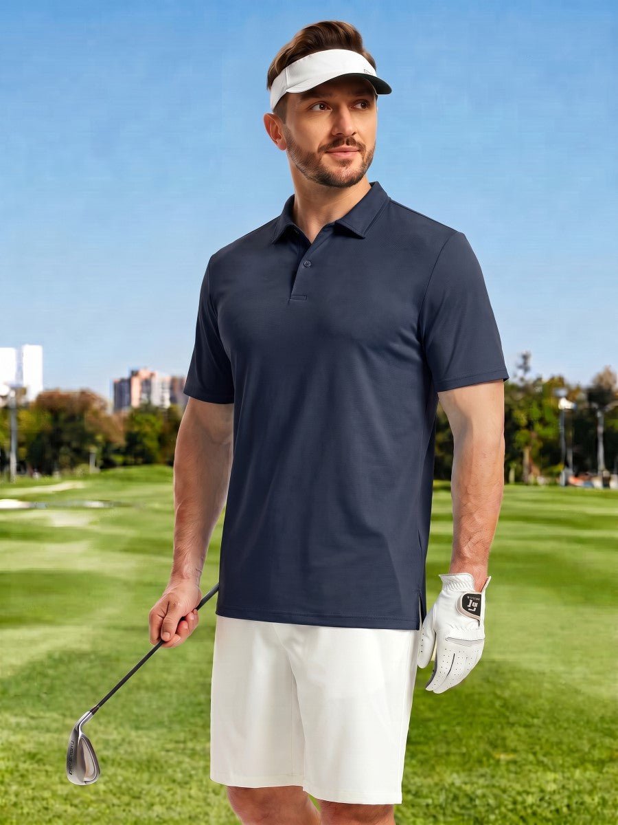 TACVASEN Navy Men's Golf Performance Moisture Wicking Polo Shirt