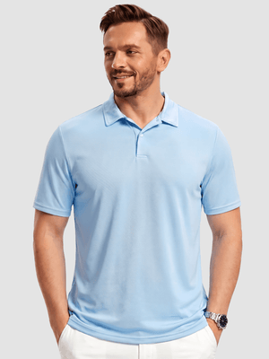 TACVASEN Sky Blue Men's Golf Performance Moisture Wicking Polo Shirt