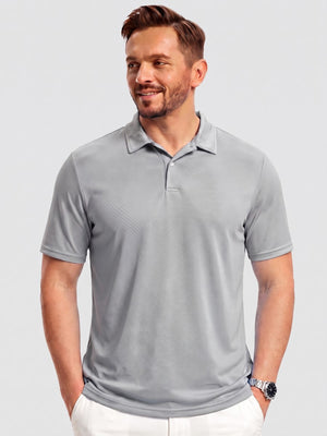 TACVASEN Light Grey Men's Golf Performance Moisture Wicking Polo Shirt