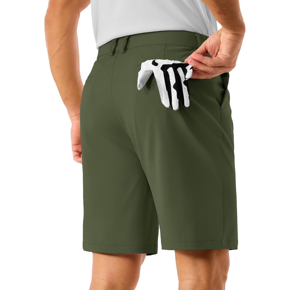 TACVASEN Army Green Men's Golf Quick Dry Casual Flat Front Shorts with 4 Pockets