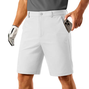 TACVASEN White Men's Golf Quick Dry Casual Flat Front Shorts with 4 Pockets