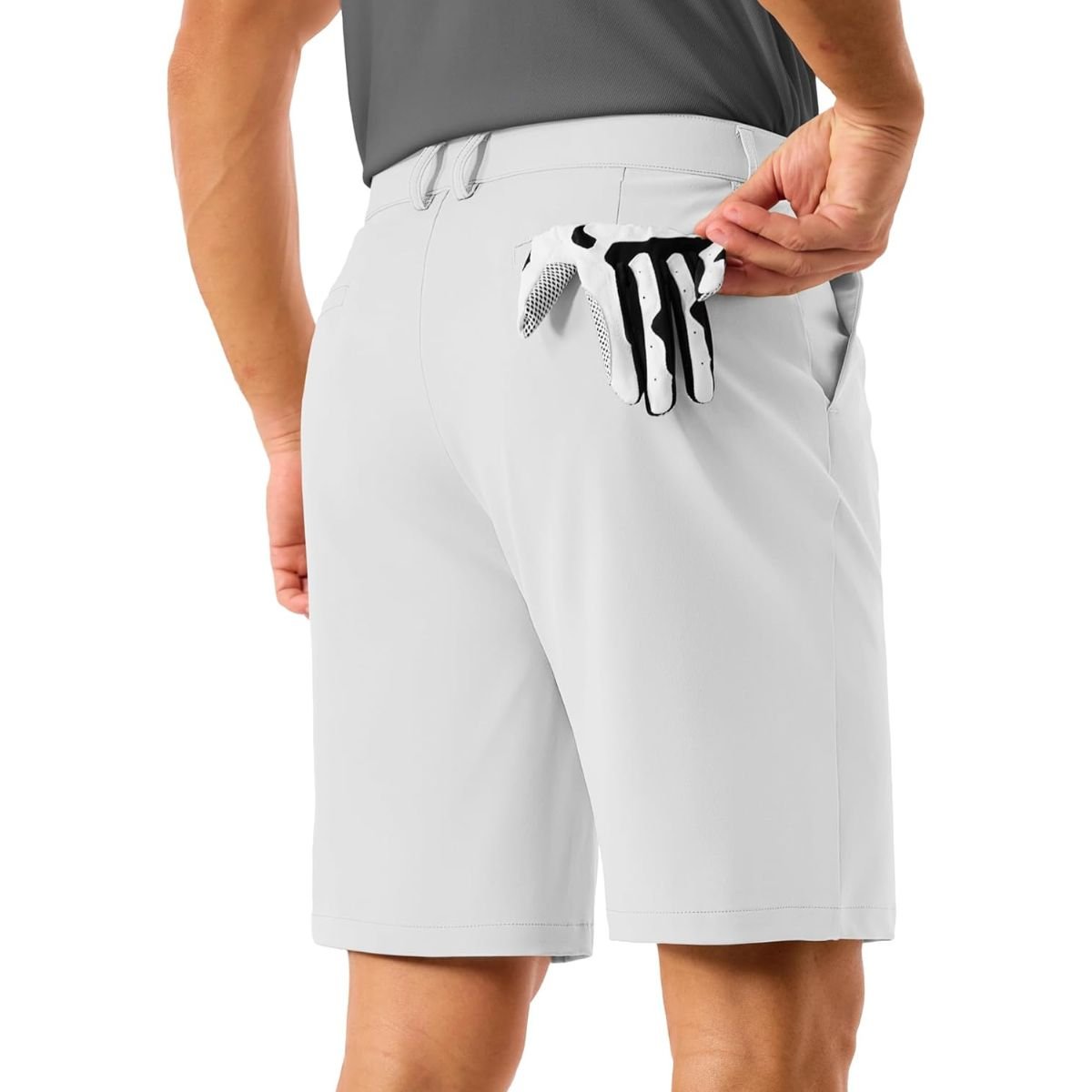 TACVASEN White Men's Golf Quick Dry Casual Flat Front Shorts with 4 Pockets