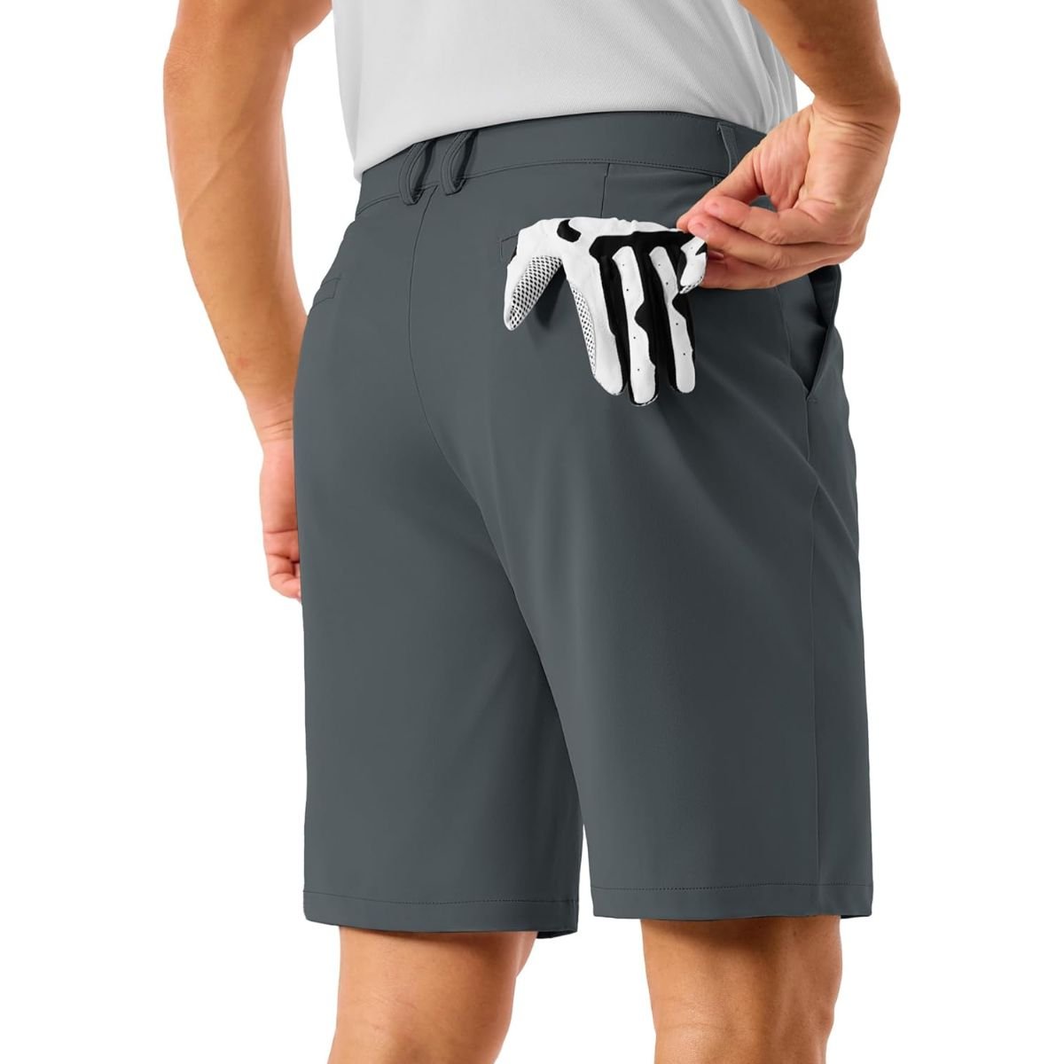 TACVASEN Dark Grey Men's Golf Quick Dry Casual Flat Front Shorts with 4 Pockets