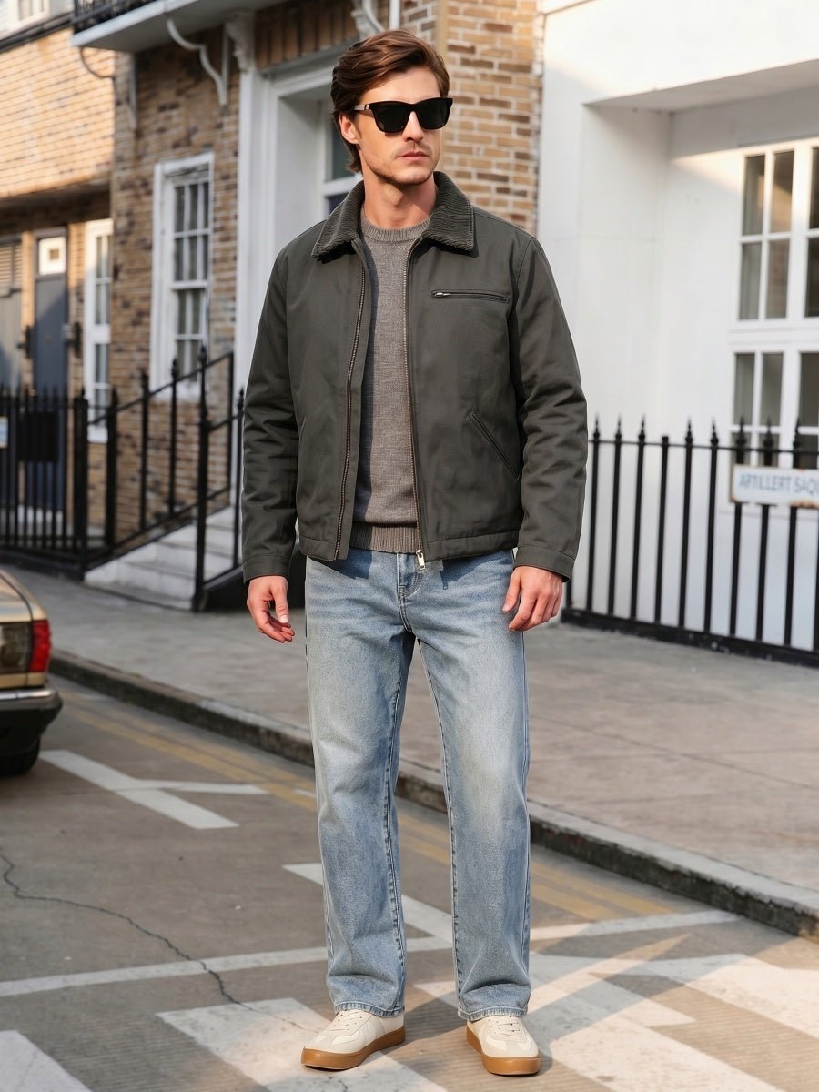 TACVASEN Dark Grey Men's Heavy Duty Canvas Work Jacket | Rugged Industrial Coat