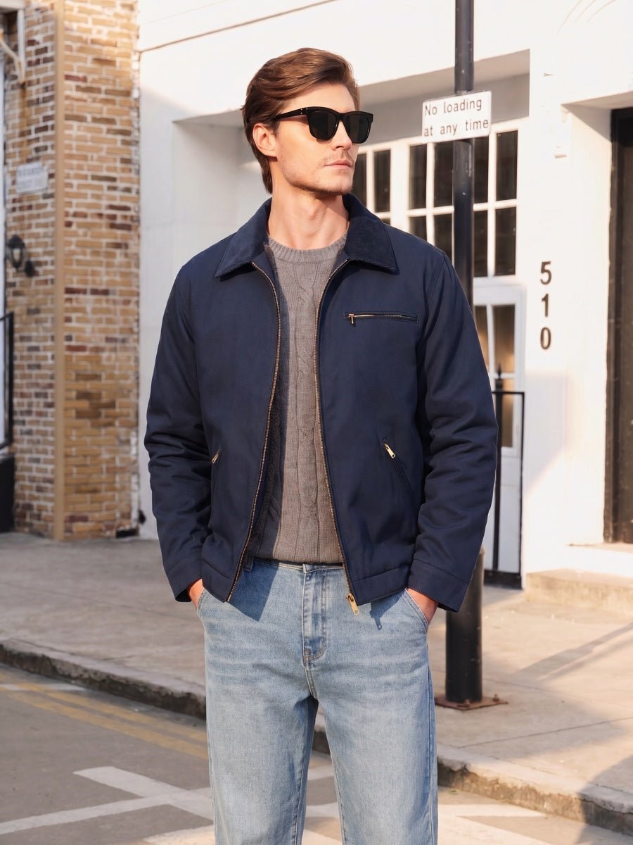 TACVASEN Navy Men's Heavy Duty Canvas Work Jacket | Rugged Industrial Coat