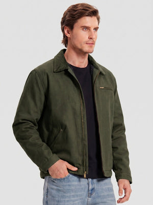 TACVASEN Army Green Men's Heavy Duty Canvas Work Jacket | Rugged Industrial Coat