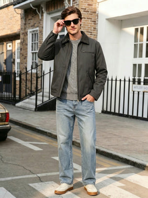 TACVASEN Dark Grey Men's Heavy Duty Canvas Work Jacket | Rugged Industrial Coat