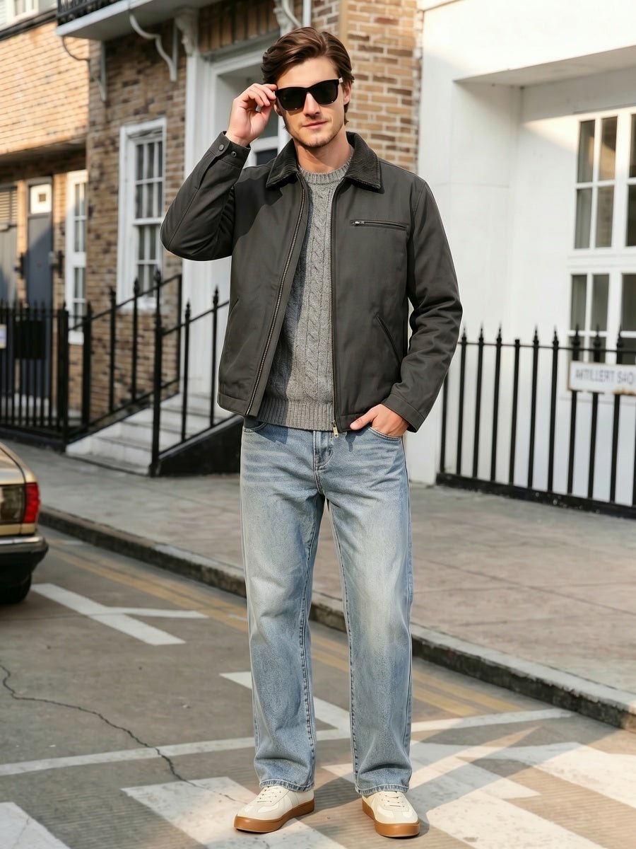 TACVASEN Dark Grey Men's Heavy Duty Canvas Work Jacket | Rugged Industrial Coat